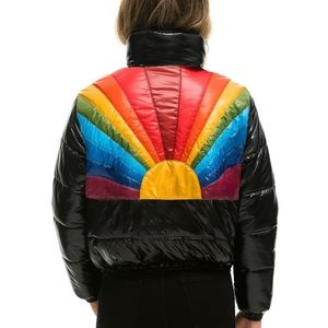 Aviator nation sunburst apres puffer jacket glossy black